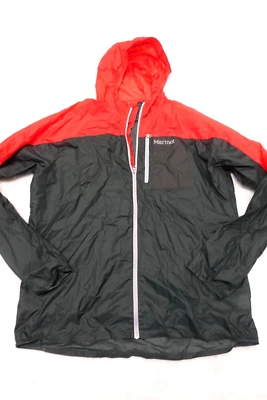 Chaqueta Marmot Air Lite Hombre XL Negra Roja Capucha Nylon Correr Embalable Ligera Foto 1 de 4