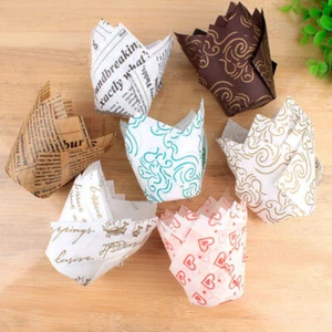 50/100Pcs Tulip Wraps Cupcake Muffin Baking Cases Coffee Wrapper Muffin Cake cup - Picture 1 of 26