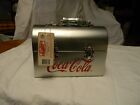 VINTAGE SILVER METAL COKE A COLA LUNCH BOX WITH TAG