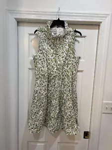 Sara Campbell Floral Green Ruffle Sleeve Collar Size XL Dress Tiered - Picture 1 of 4