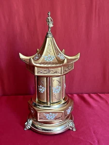 Batignani Musical Cigarette Carousel Gold Pagoda Cherub Greek/Asian 16" Tall - Picture 1 of 8