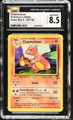 Pokémon Charmeleon Base Set 2 35/130 CGC 8.5 NM/Mint+ 2000 - Image 1 of 2