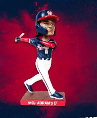 WASHINGTON NATIONALS V SF CJ ABRAMS BOBBLEHEAD SGA 7/22 NIB Free USPS Shipping Cover
