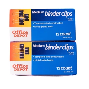 Lote de 6 cajas de clips de carpeta medianos para depósito de oficina 12 unidades cada una total de 72 clips - Imagen 1 de 2
