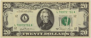 1981 $20 Federal Reserve Bank Note FR2073L Gutter Fold Choice UNC Uncertified - Picture 1 of 2