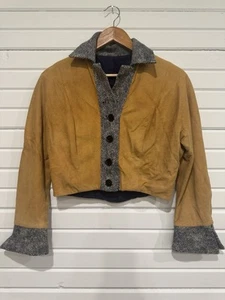 Vintage One Of A Kind Handmade Suede Jacket Blazer Cropped Women’s Small - Picture 1 of 17