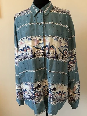 Camicia vintage Roper Western con bottoni Southwest Aztec Rodeo stampa cactus taglia XL - Immagine 1 di 4