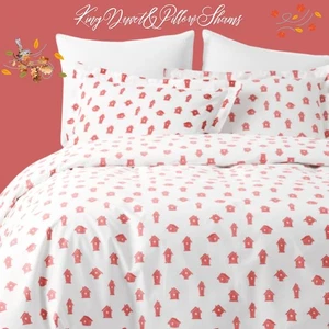 Garnet Hill 3 piece King Duvet Cover Set with 2 Pillow Shams Garden Birdhouse - Picture 1 of 6