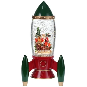 Christmas Santa Snow Globes, Rockets Snow Globe Lantern with 6H Timer, Batter... - Picture 1 of 6