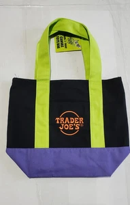 Trader Joe’s Trick-or-Treat Mini Canvas Tote Bags Halloween Black Neon Green Han - Picture 1 of 2