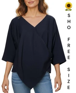 🌻JAPANESE BRAND SHO ARTESAN DESIGN FIX WRAP COTTON TOP BUTTON DETAIL 10-16 AU - Bild 1 von 8