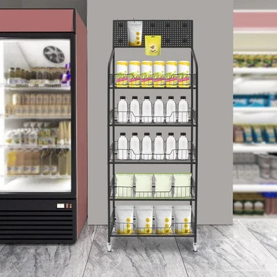 Черная розничная витрина стойка, органайзер для закусок, стойка для закусок с крючками - Изображение 1 из 4