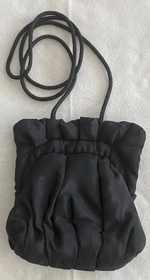 Carol Lahm Sloane Evening Handbag Shoulder Purse Ruched Black 1990s Vintage - Image 1 of 4