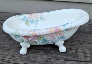 Vintage Porzellan 9" weiß Fuß Badewanne Seife Schwamm Schmuck Schale ATHENA Z13 - Bild 1 von 6