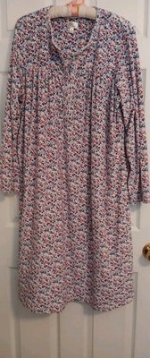 Aria Camisón Largo Ligero Poli Spandex Polar Rosa Azul Floral Bolsillos XL Foto 1 de 4
