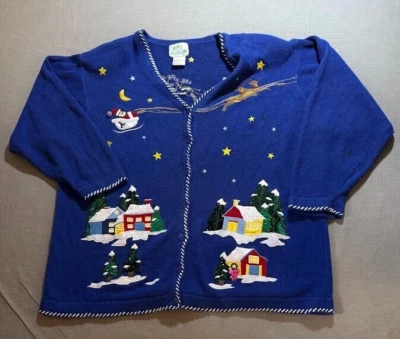 The Quacker Factory Christmas Sweater Womens 3X Button Cardigan Ladies. - Image 1 of 4