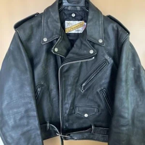SCHOTT Perfecto 618 Double Riders Leather Jacket Black Size 44 Made in USA - Bild 1 von 9