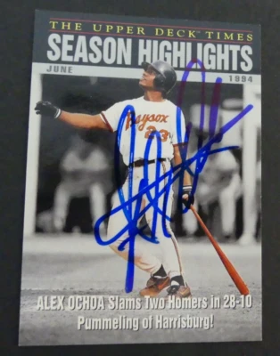 AUTOGRAPHED 1995 Upper Deck Minors #102 Alex Ochoa SH - Image 1 of 3