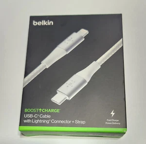 NEW White Belkin Boost Charge Braided USB-C to Lightng Cable 6.6ft/2M - CAA004 - Picture 1 of 9