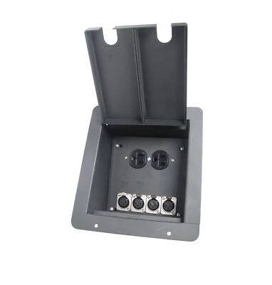 Elite Core FB4 Recessed Floor Box | 4 XLR, 1 Connections, 4-XLRF, Duplex AC - Image 1 of 3