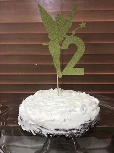 1 Cake Topper Peter Pan Tinker Bell Birthday Party Glitzy Boy Girl Decor Queen - Picture 1 of 7