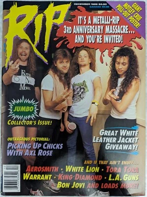 RIP Magazine December 1989 Metallica, King Diamond, Bon Jovi, Motley Crue Poster - Image 1 of 4