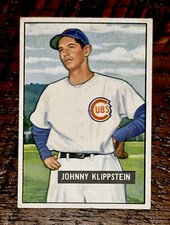 1951 Bowman #248: JOHNNY KLIPPSTEIN Rookie RC "Chicago Cubs" ~ EX/EX