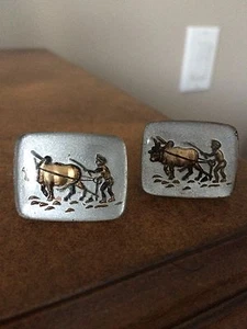 Vintage Intaglio Glas Kamee Manschettenknöpfe - 1950er... - Bild 1 von 3