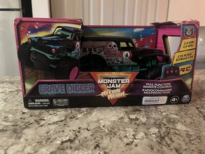 Monster Jam Nitro Neon 1:24 GRAVE DIGGER RC Remote Control Exclusive Truck 2022 - Image 1 of 4