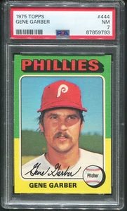 1975 Topps #444 Gene Garber PSA 7 casi nuevo - Imagen 1 de 2