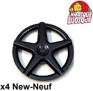 LEGO 4x Wheel Rim Cover Trims Hub Cap 5 Spoke Star Black/Black 72210a - Picture 1 of 1