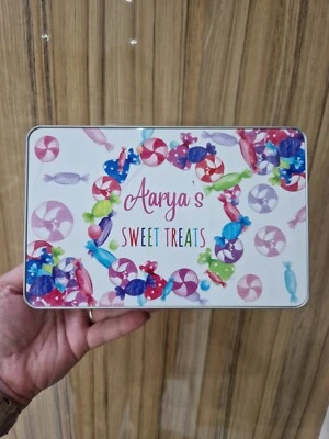Personalised Sweet Treat Tin chocolate sweets storage gift Colour Candy ANY NAME - Image 1 of 2