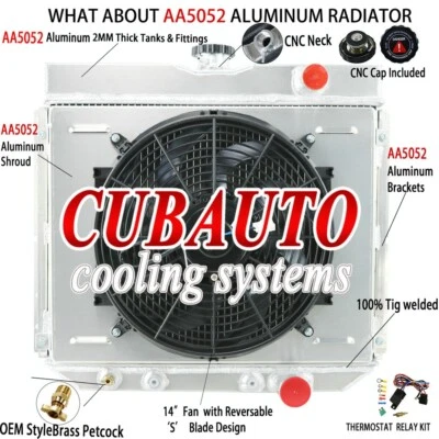 For 1966-1970 FORD Mustang Falcon/63-69 Fairlane 3ROW Radiator Shroud Fan Relay Foto 1 de 4