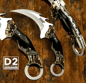 Impact Cutlery Custom Handmade Full Tang Karambit Knife Crown Antler | D2 Talon - Picture 1 of 12