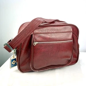 American Tourister Escort Vintage Red Leather Marble Carry on Bag Case/Luggage - Picture 1 of 13