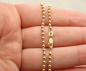 2.5mm All Shiny Ball Bead Link Chain Anklet Ankle Bracelet Real 10K Yellow Gold - Picture 1 of 4