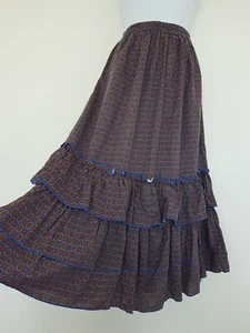 Vintage Skirt Gypsy Midi Elastic Boho Bohemian Long Hippie Blue Floral Size 4 6 - Picture 1 of 17
