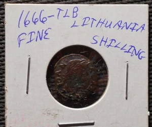 1666 Lithuania 1 Shilling, Align & Planchet Clip Errors; Old Coin Foreign Money - Picture 1 of 12