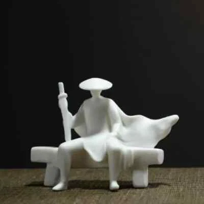 3.7 inch Chinese white ceramic swordsman hero statue - Foto 1 de 4