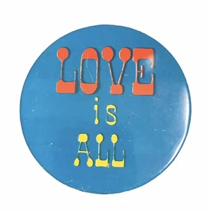 “Love Is All” Hippie Peace Culture Free Cause Button Pin Pin Back Vintage Japan - Picture 1 of 9