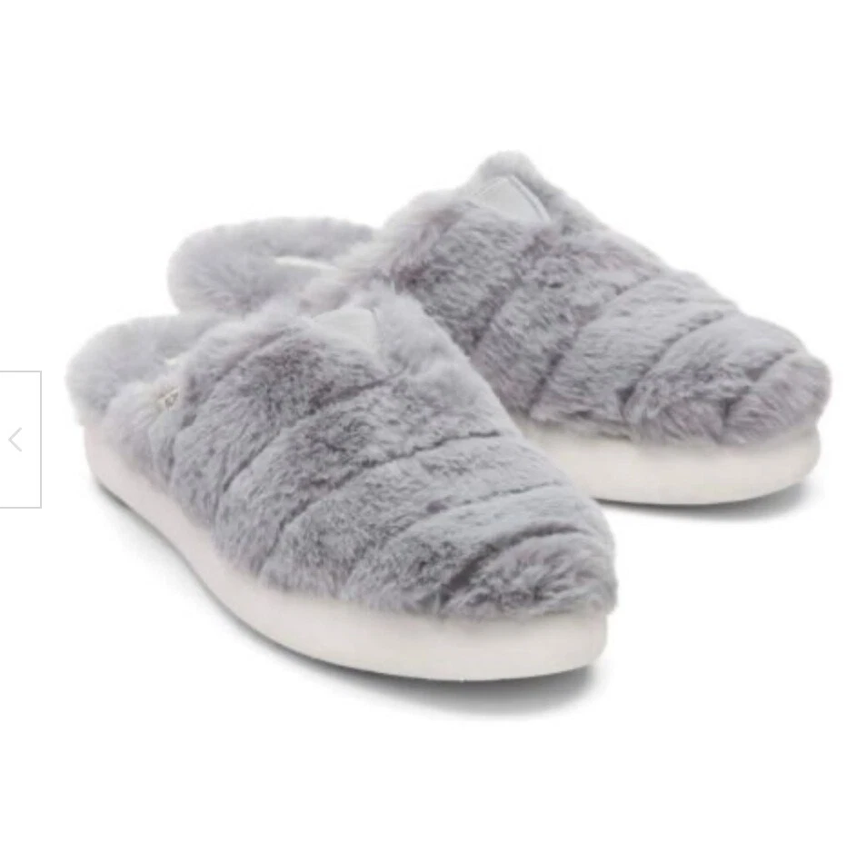 Chinelos femininos Toms Alpargata Mallow Mule Fluff cinza pele sintética NOVO tamanho 7 novo na caixa - Imagem 1 de 1