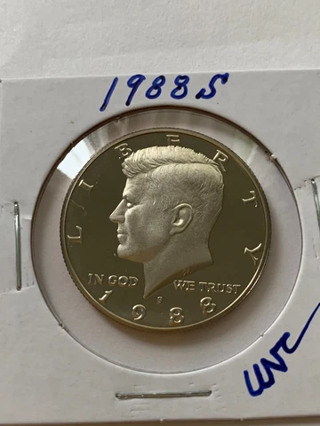 1988 S GEM Proof Kennedy Half Dollar Clad - From 1988 Proof Set Cover