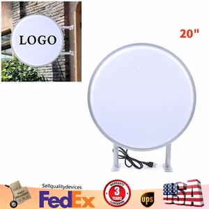20" Double Sided Outdoor Round Illuminated Projecting Light Box Sign LED US - Picture 1 of 13