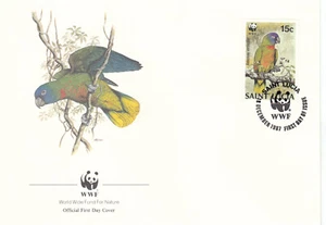 Birds Parrots WWF St Lucia FDC #4 1987 (145398) - Picture 1 of 1