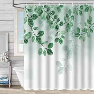 Leaves Waterproof Shower Curtain Bathtub Bathroom Bath 12Hooks Home Party Decor - Picture 1 of 14