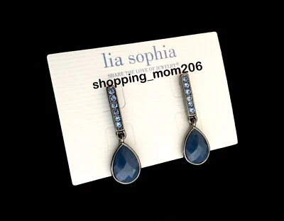 Pendientes perforados Lia Sophia "Pavo Real" tono hematita con cristales cortados - RARO Foto 1 de 2