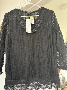 Camisa de encaje negra mediana para mujer Panniti L nueva con etiquetas - Imagen 1 de 5