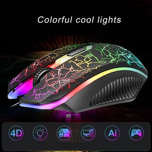 USB Keyboard Mouse Combo Good Resilience Crack Colorful Backlight 104 Keys C NEW - Afbeelding 1 van 12