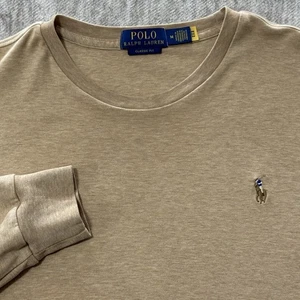 Camisa Polo Ralph Lauren Para Hombre Calce Clásico Manga Larga Tostada Cuello Redondo Talla Mediana - Imagen 1 de 7