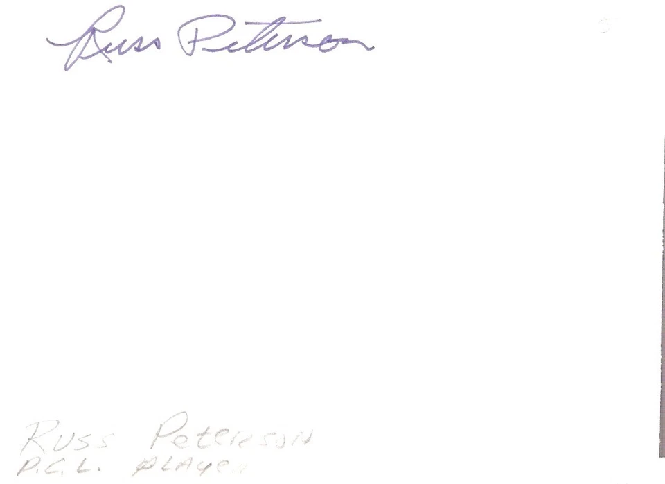 Russ Peterson Los Angeles PCL Angels Infielder Autographed 3x5 Card (d 2002) - Image 1 of 1